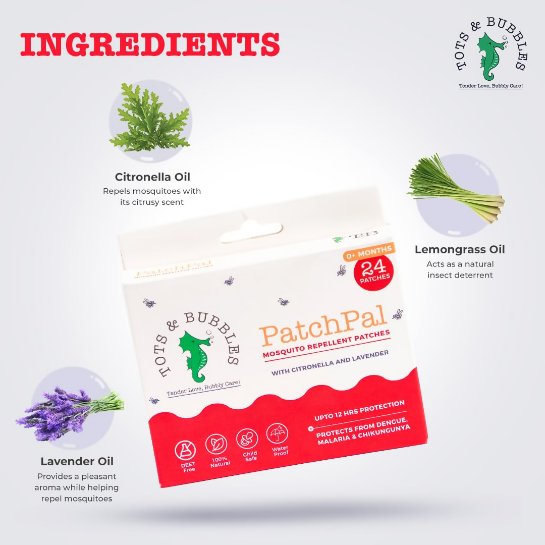 Tots And Bubbles Patchpal Natural Mosquito Repellant Patches For Babies 