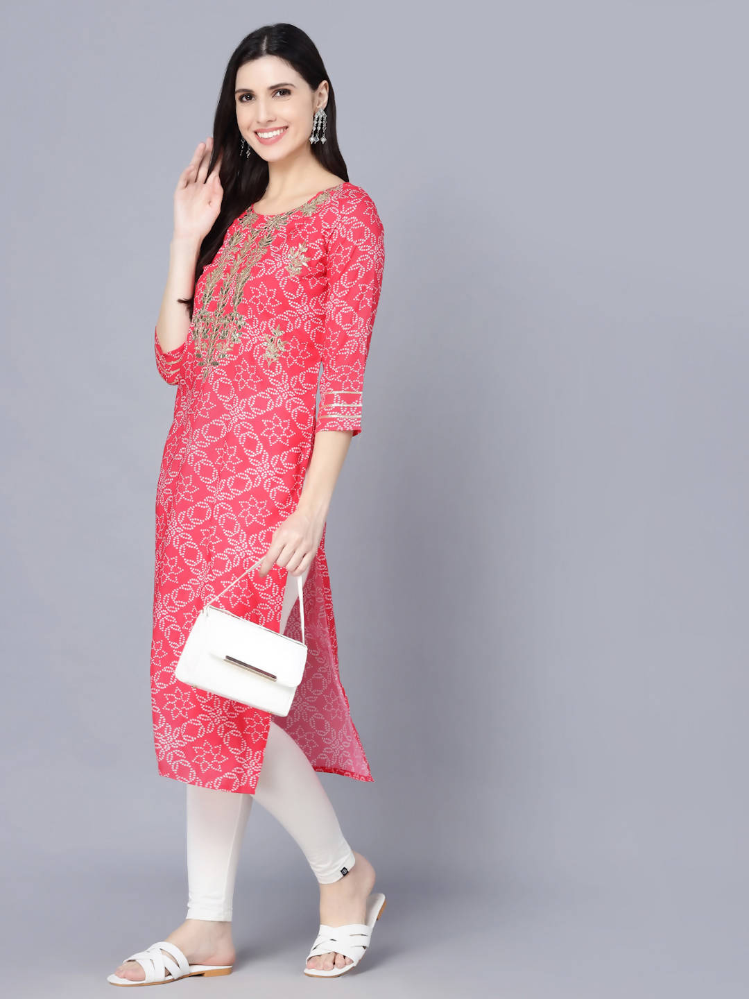 Myshka Women Pink Floral Printed Kurta