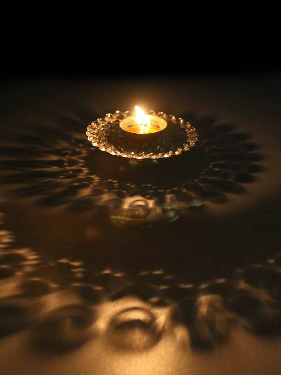 Craftvatika Gold-Toned Crystal Akhand Diya Oil Puja Lamp 