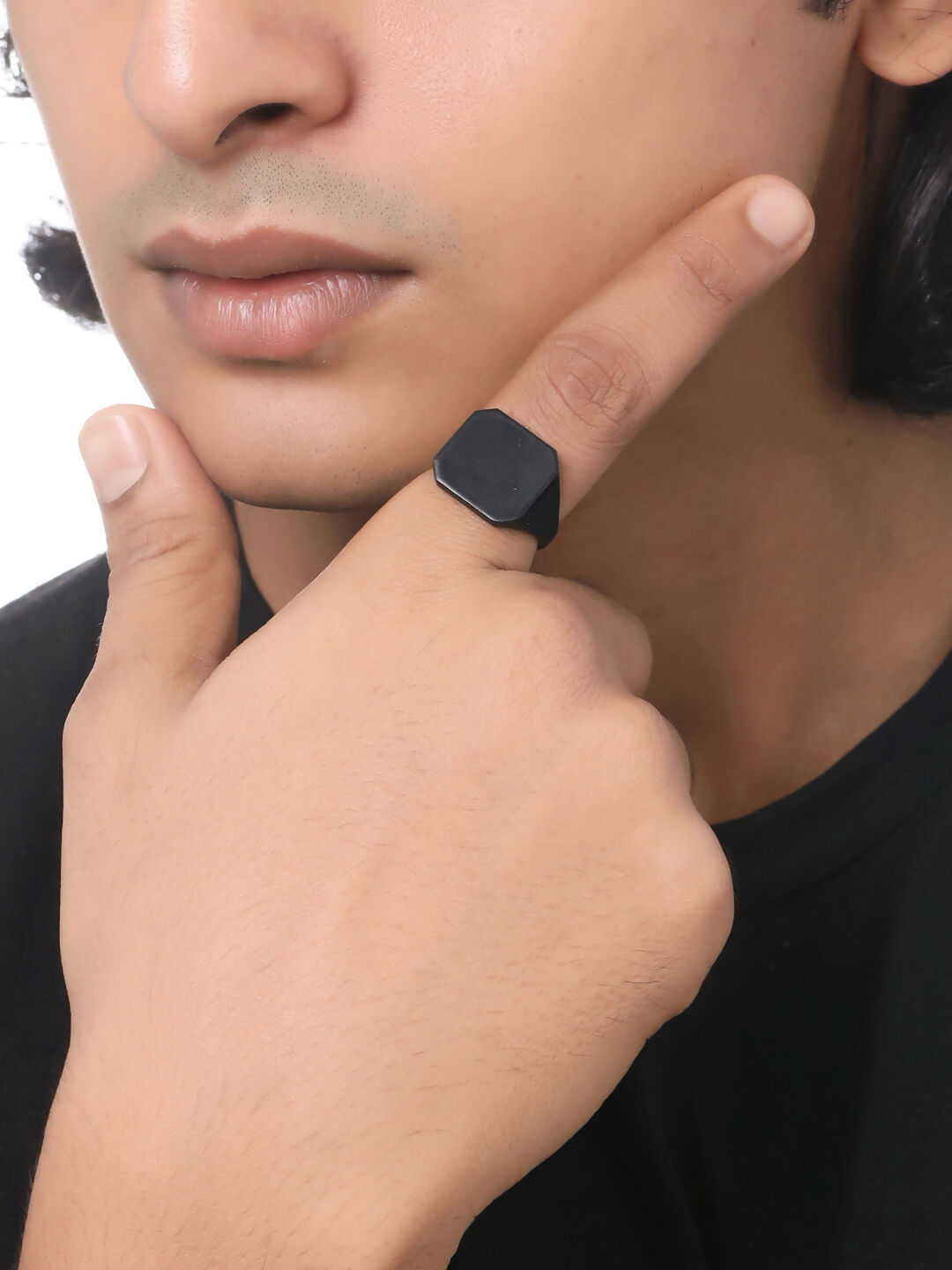 NVR Men's Set of 2 Black Rhodium-Plated Finger Ring - Grab2buy