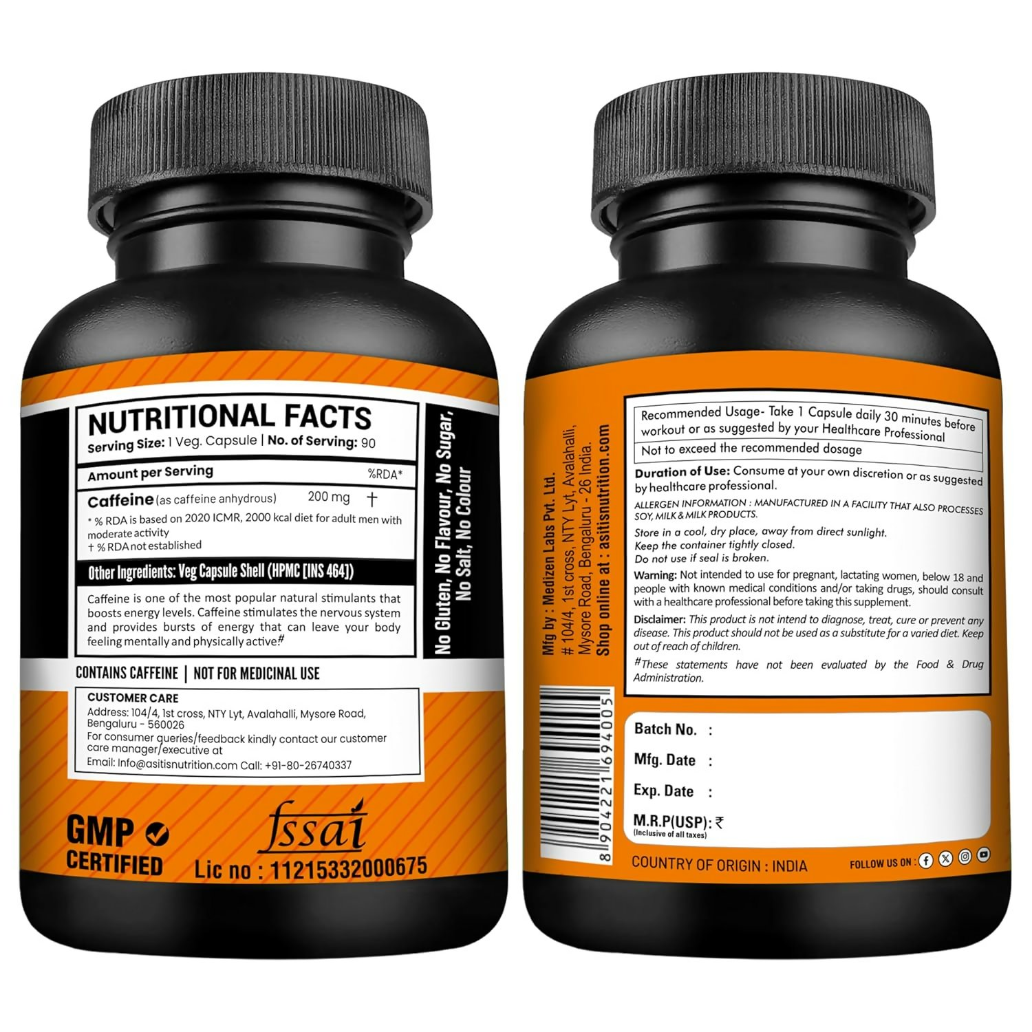As-It-Is Nutrition Caffeine Per Serving Capsules 