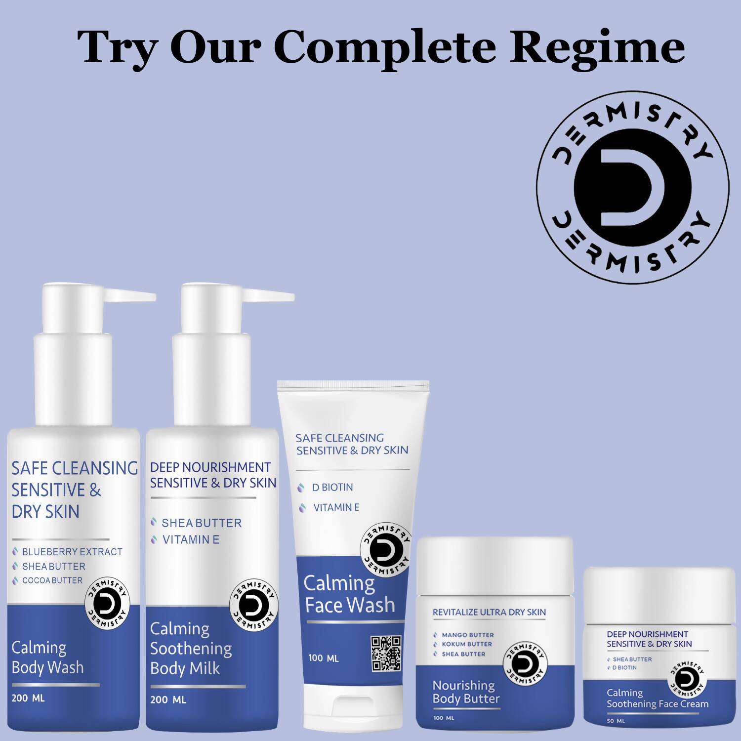 Dermistry Calming Body Wash & Calming Soothening Body Milk Lotion 