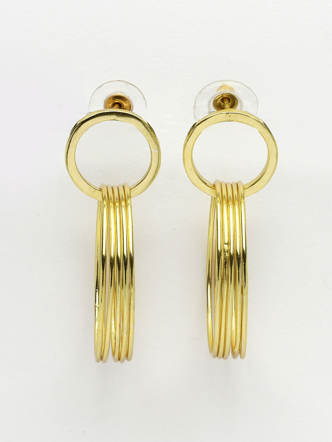 NVR Women Golden Linked Round Circle Attached Drop Earrings - Grab2buy