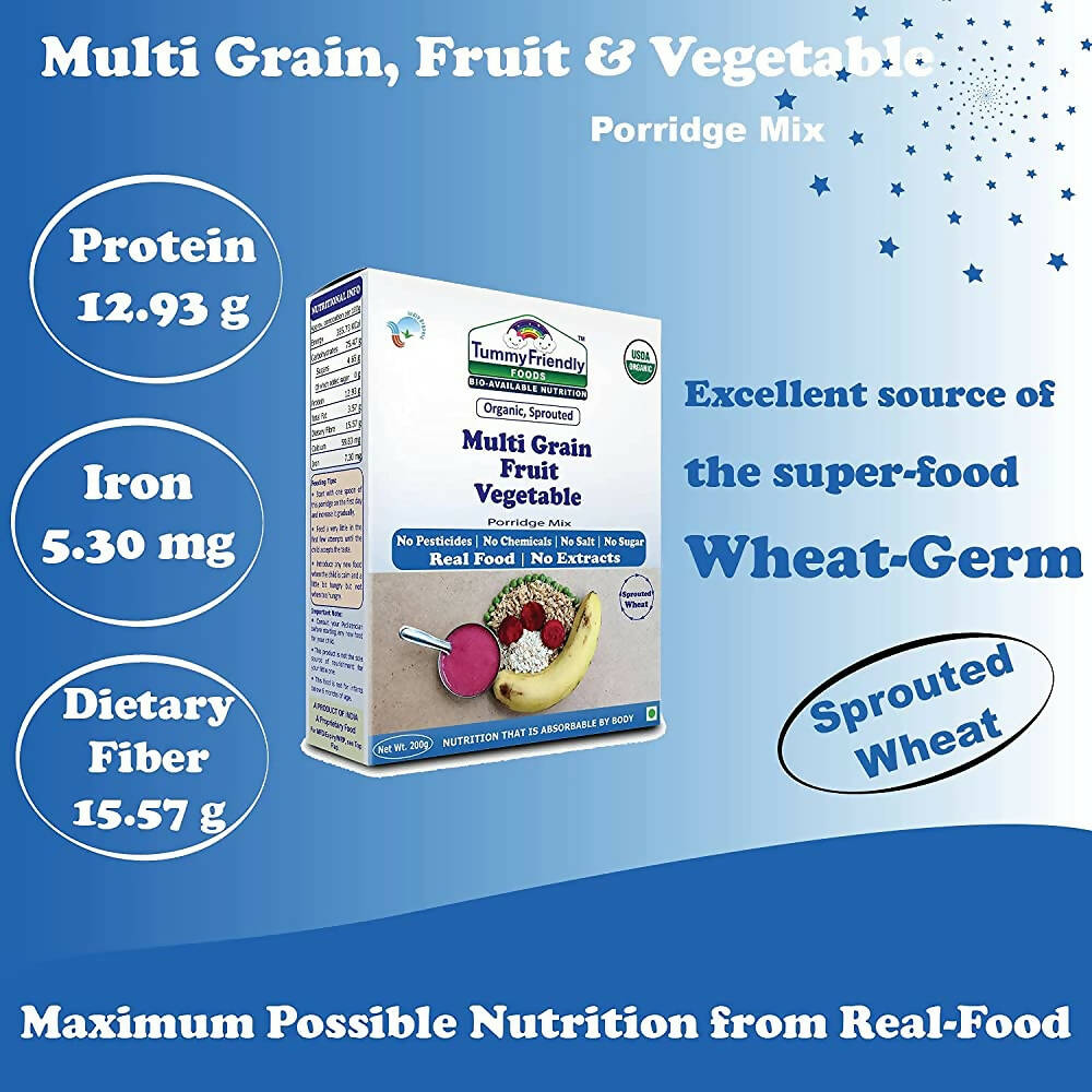 TummyFriendly Foods Organic Sprouted MultiGrain Fruit Vegetable Porridge Mix  Grab2Buy TummyFriendly Foods Grab2Buy