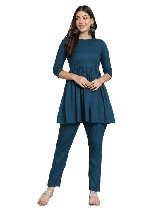 Fab Fashion Peacock Blue Co-Ord Set 