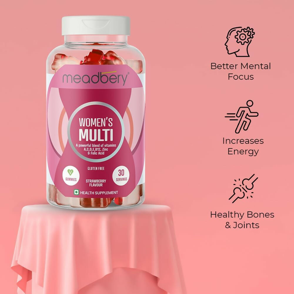 Meadbery Women's Multivitamin Gummies - Strawberry Flavour 