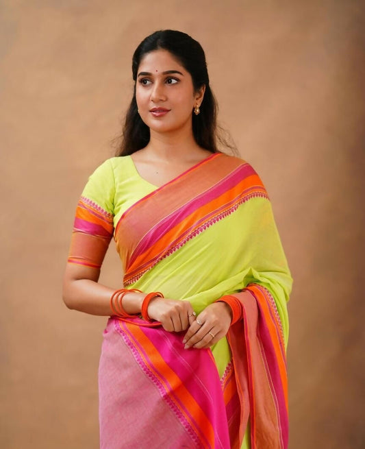 Exclusive Collection Light Green Beautiful Khadi Cotton Handloom Grab2Buy