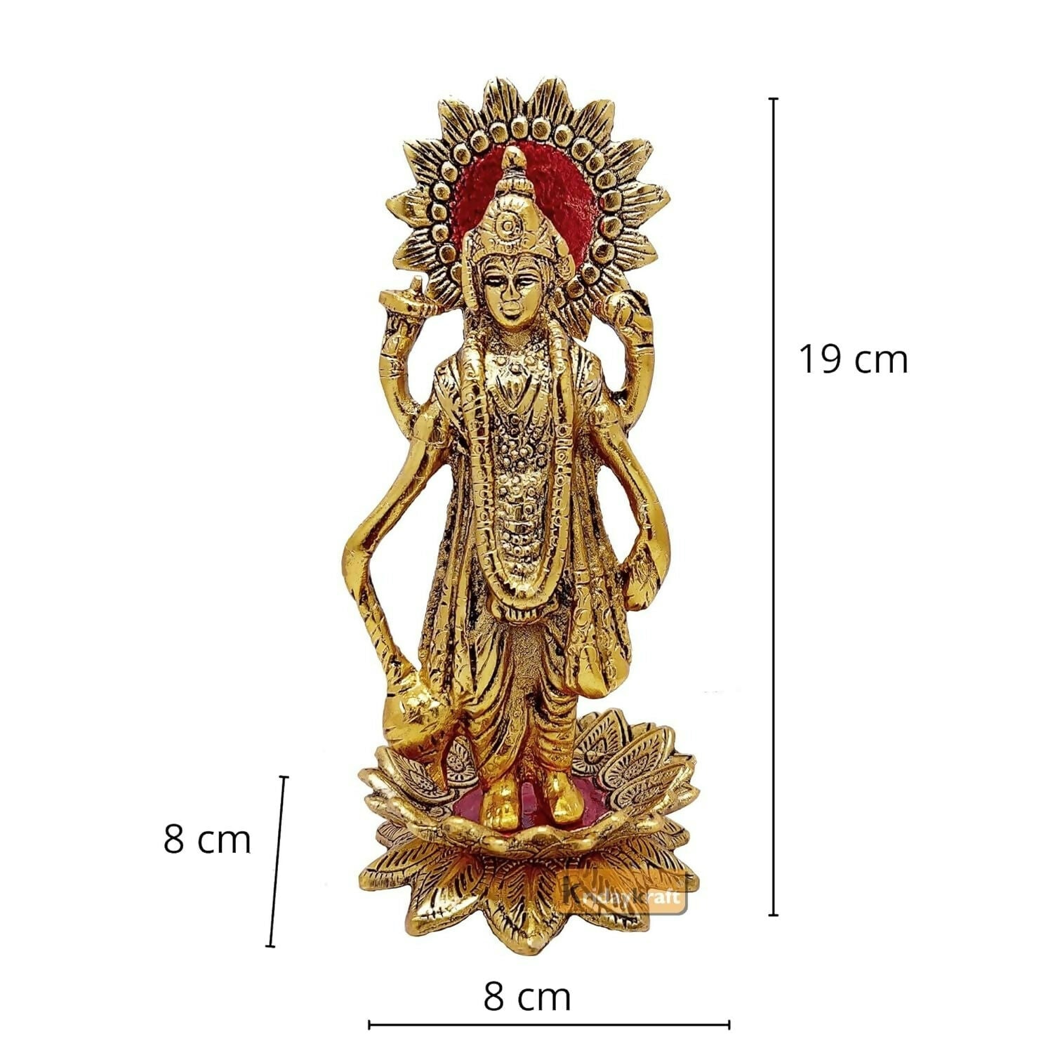 Kridaykraft Gold Plated Narayan/Vishnu Standing On Lotus Metal Statue - Grab2buy