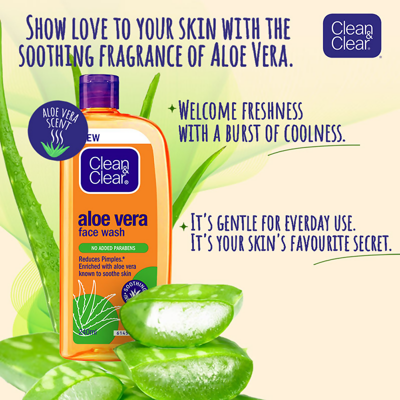 Clean & Clear Aloe Vera Face Wash - Gentle Hydrating Cleanser for Oily Skin 