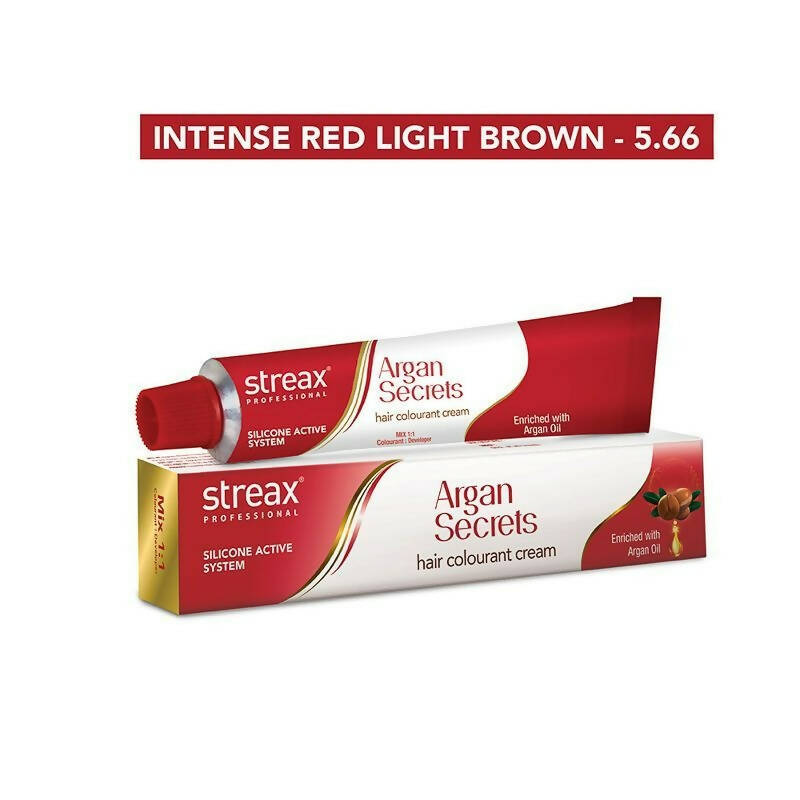 Streax Professional Argan Secrets Hair Colourant Cream - Intense Red Light Brown 5.66 - Grab2buy