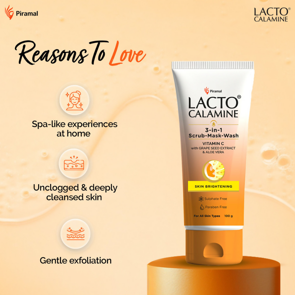 Lacto Calamine 3 - In - 1 Vitamin C Face Scrub - Mask - Wash 