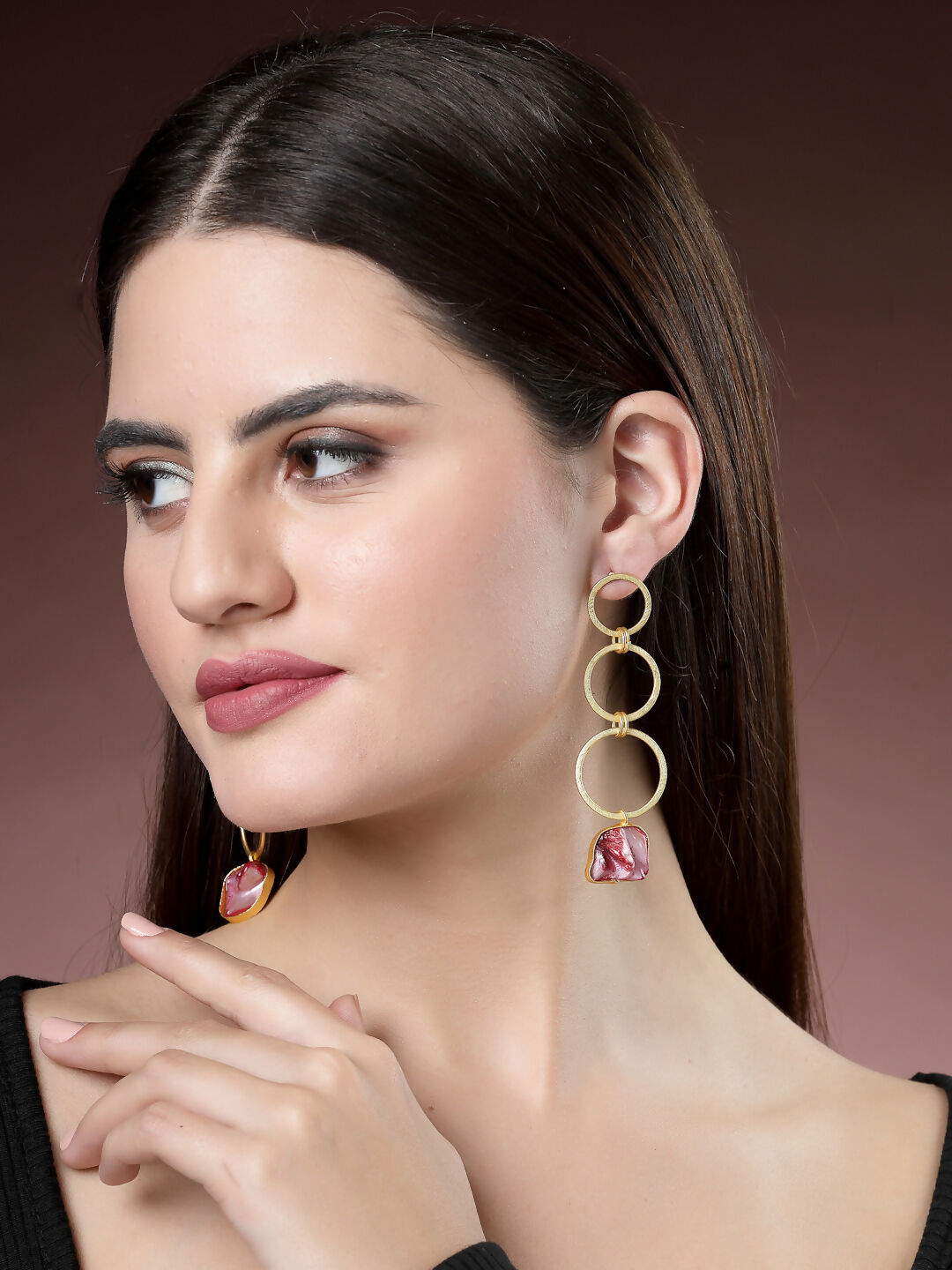 NVR Women's Gold-Plated Mother of Pearl Handcrafted Drop Earrings - Grab2buy