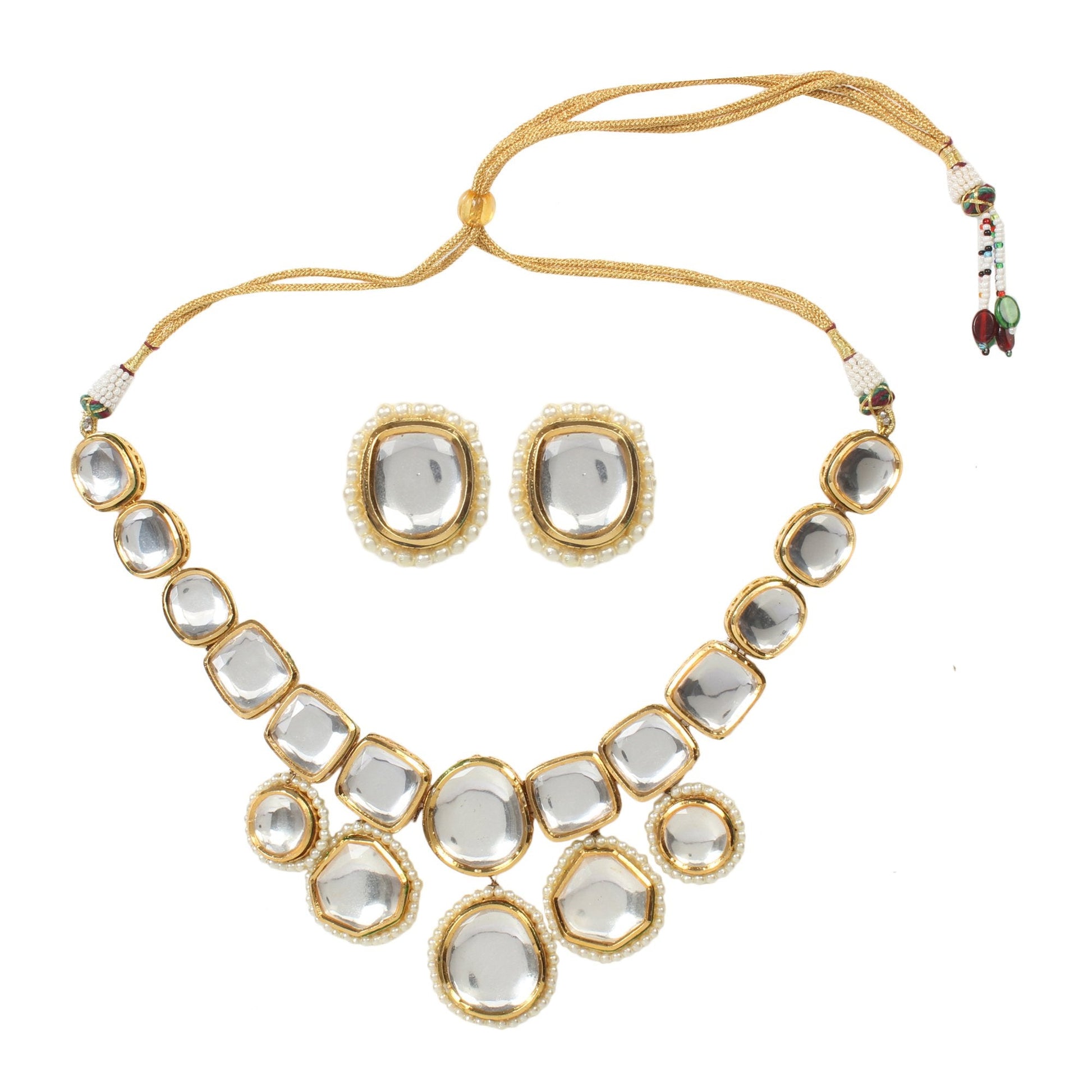 Peryl Women's Kundan Inspired Necklace With Earrings - Grab2buy