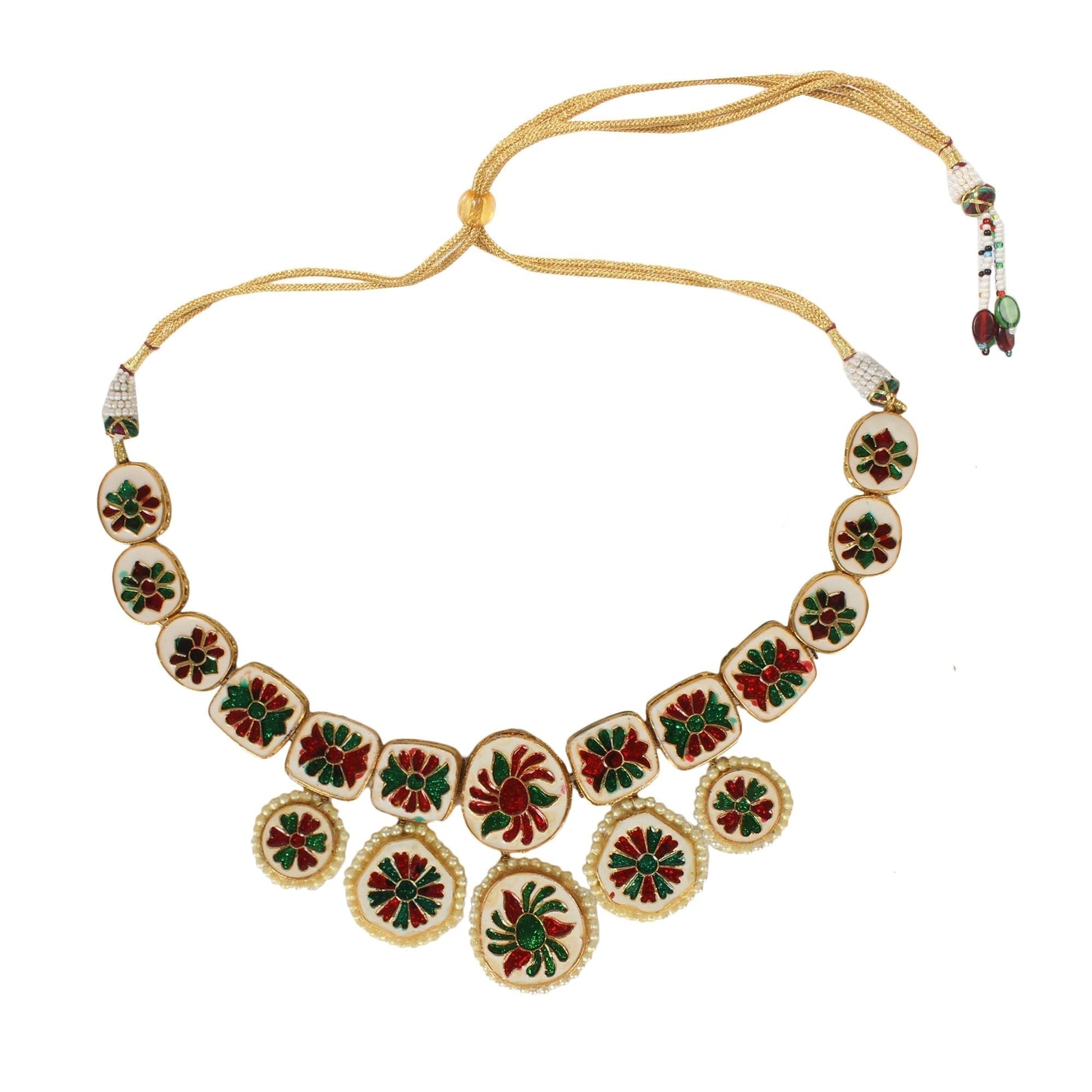 Peryl Women's Kundan Inspired Necklace With Earrings - Grab2buy