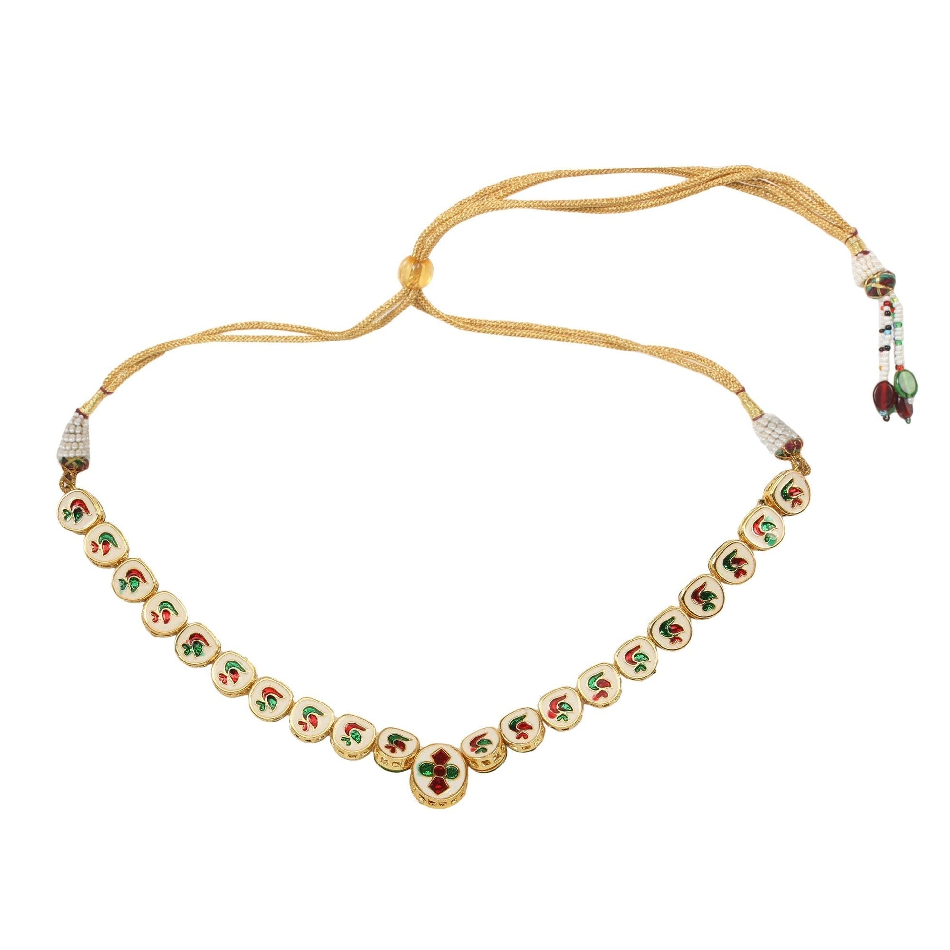 Peryl Women's Handcrafted Kundan Studded Necklace With Earring - Grab2buy