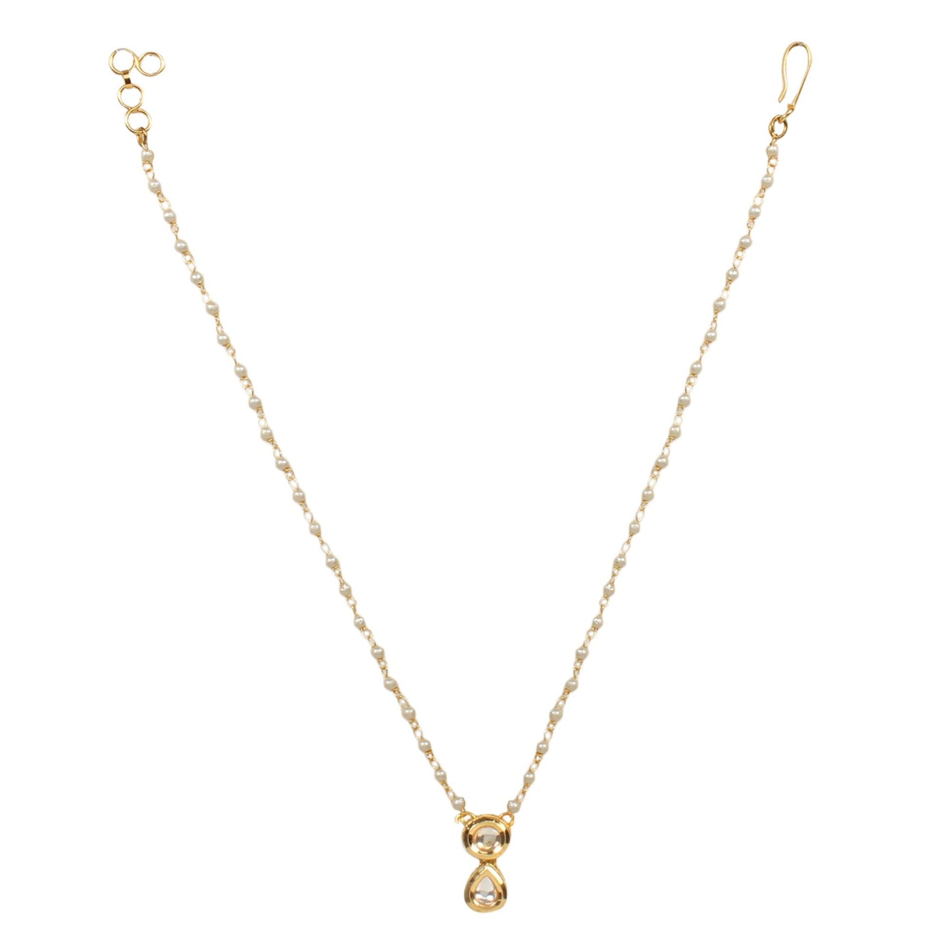 Peryl Women's White Gold Tone Kundan Necklace With Earrings - Grab2buy