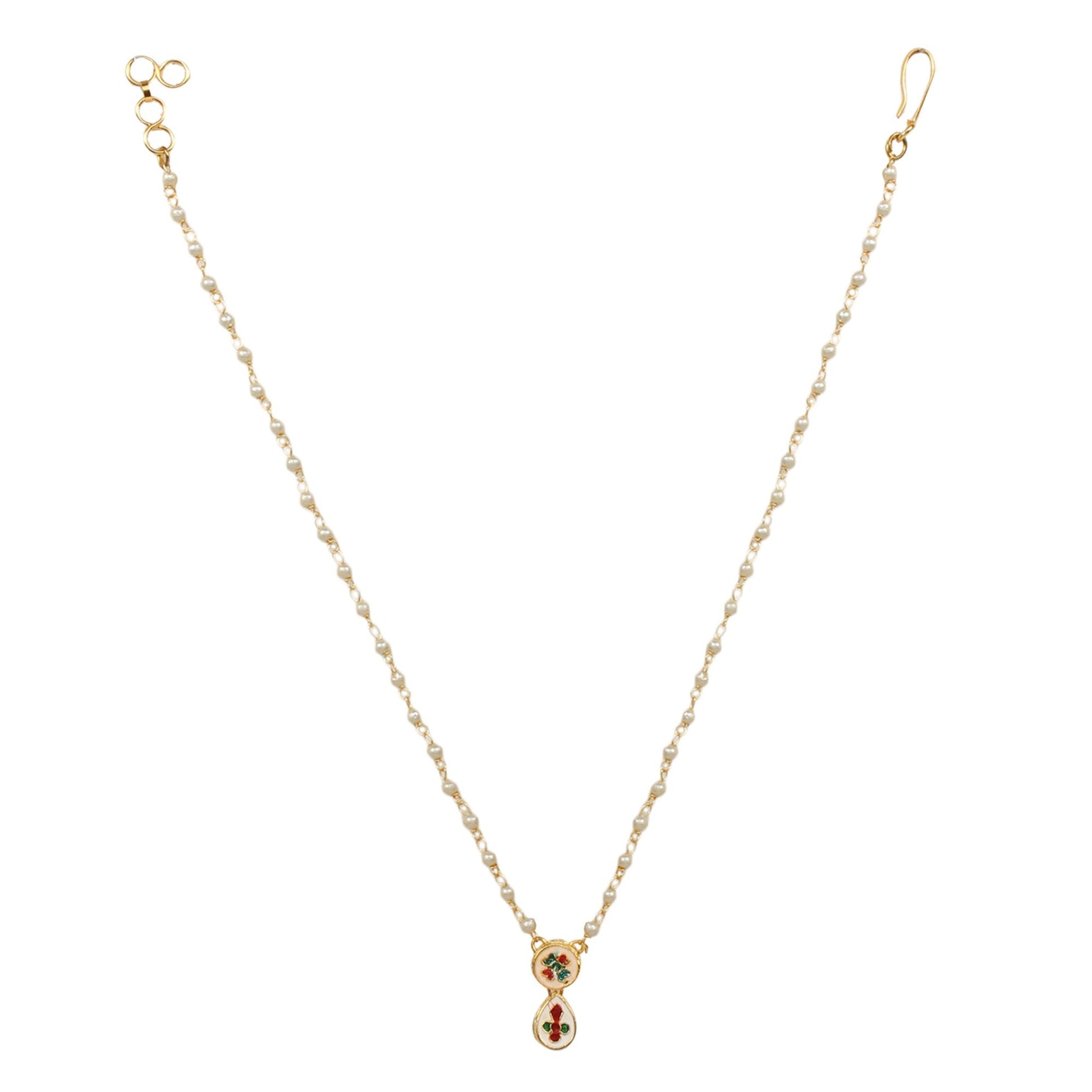 Peryl Women's White Gold Tone Kundan Necklace With Earrings - Grab2buy