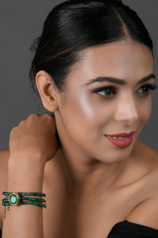 Peryl Women's Green Gold Toned Kundan Bracelet - Grab2buy