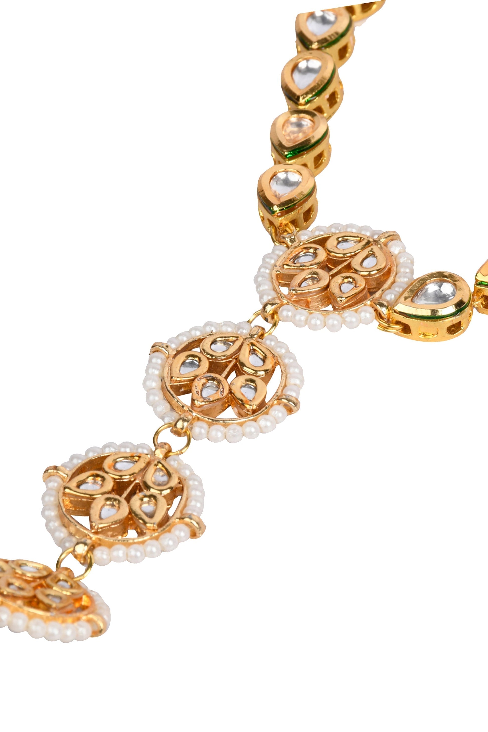 Peryl Women's Gold Tone Kundan Haathphool With Pearls 