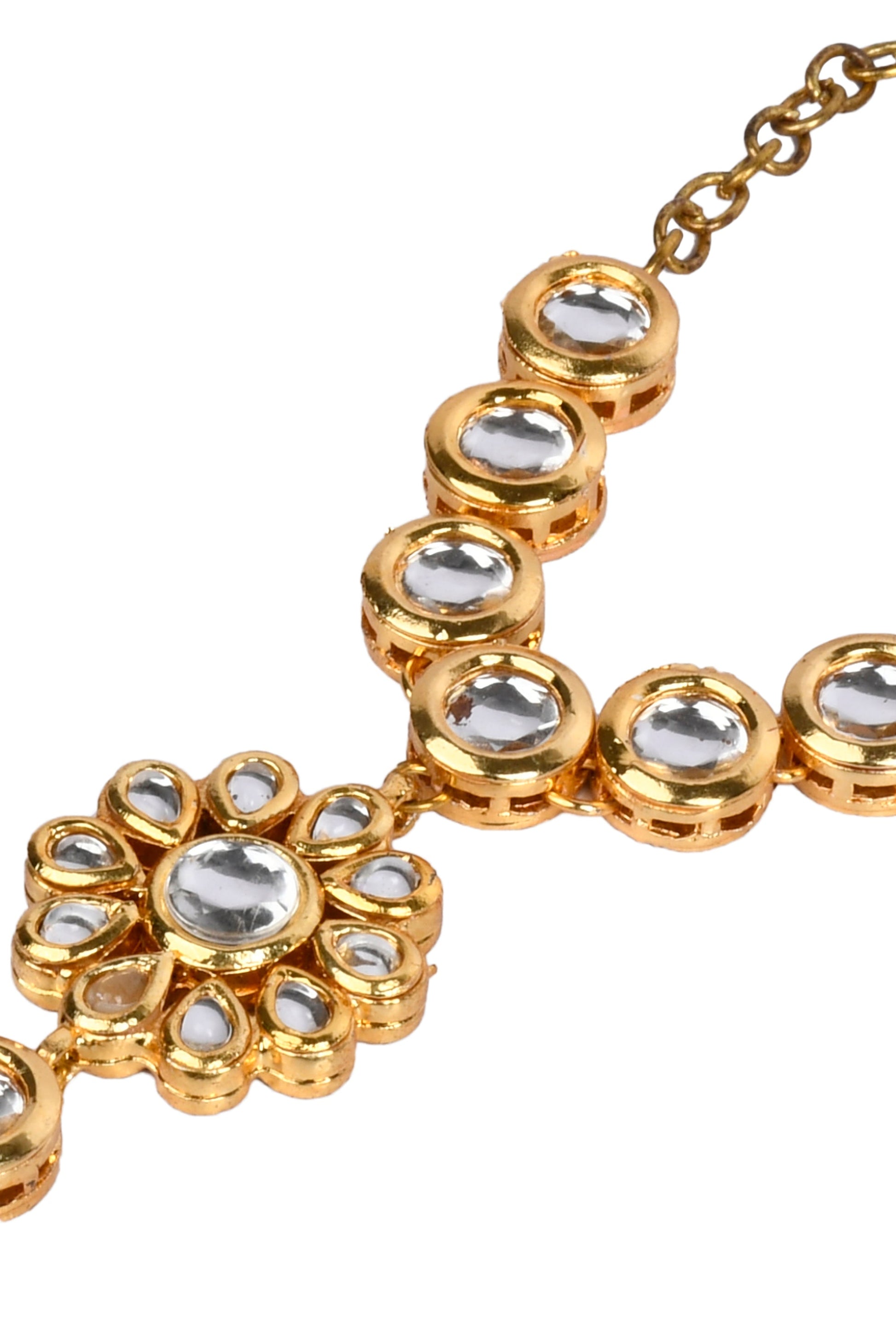 Peryl Women's Handcrafted Floral Kundan Hathphool 