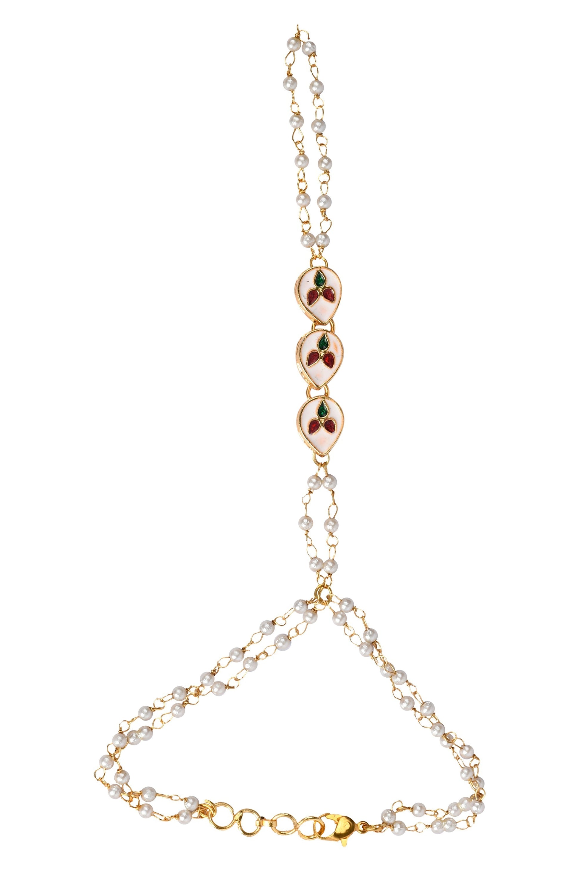 Peryl Women's Gold Toned Kundan Hathphool - Grab2buy