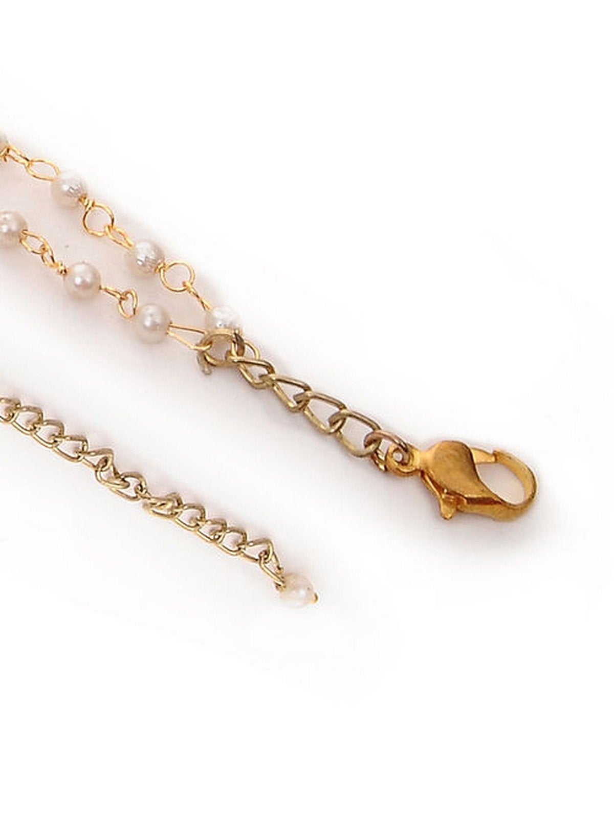 Peryl Women's Green White Gold Tone Kundan Bracelet 
