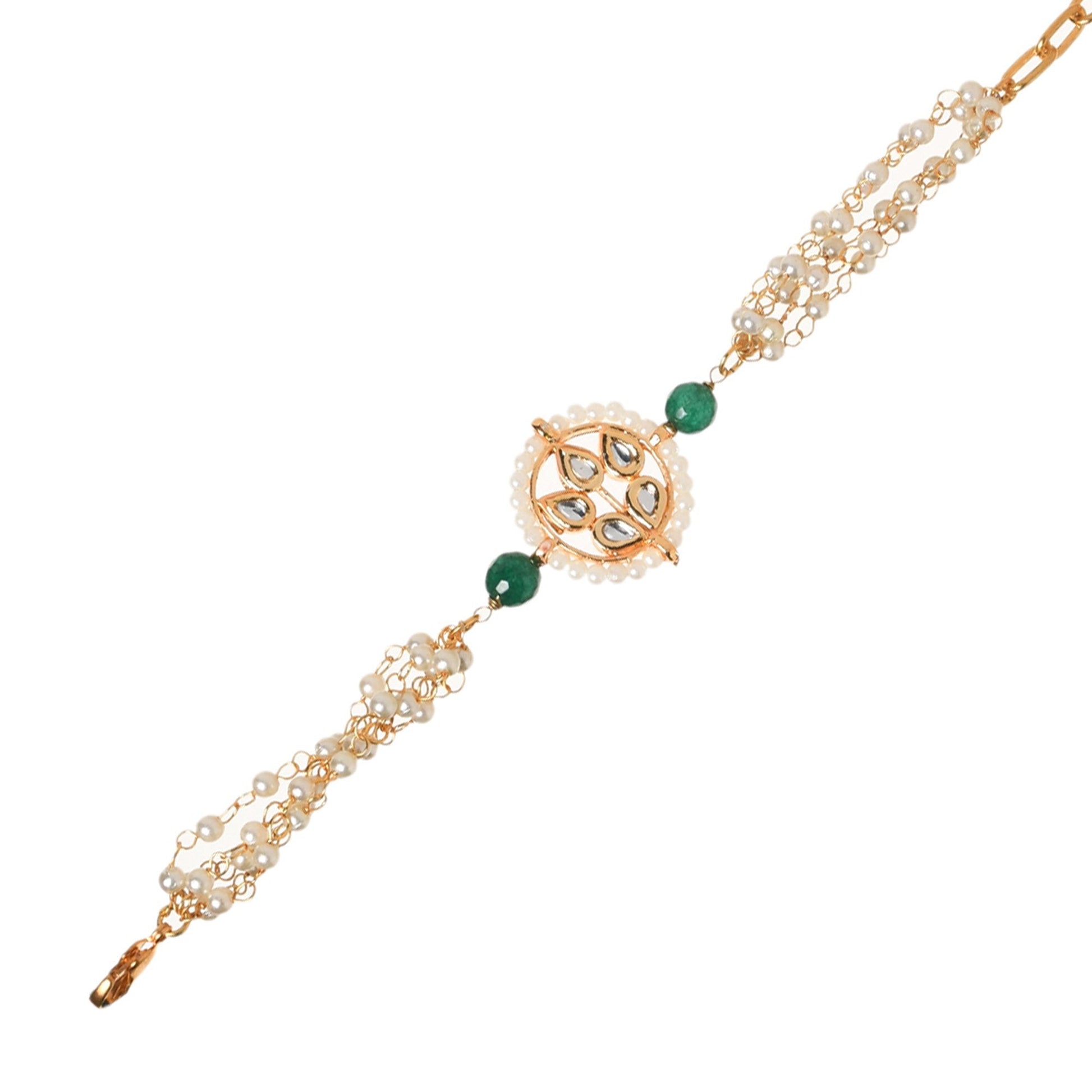 Peryl Women's Kundan Floral Gold Tone Bracelet 