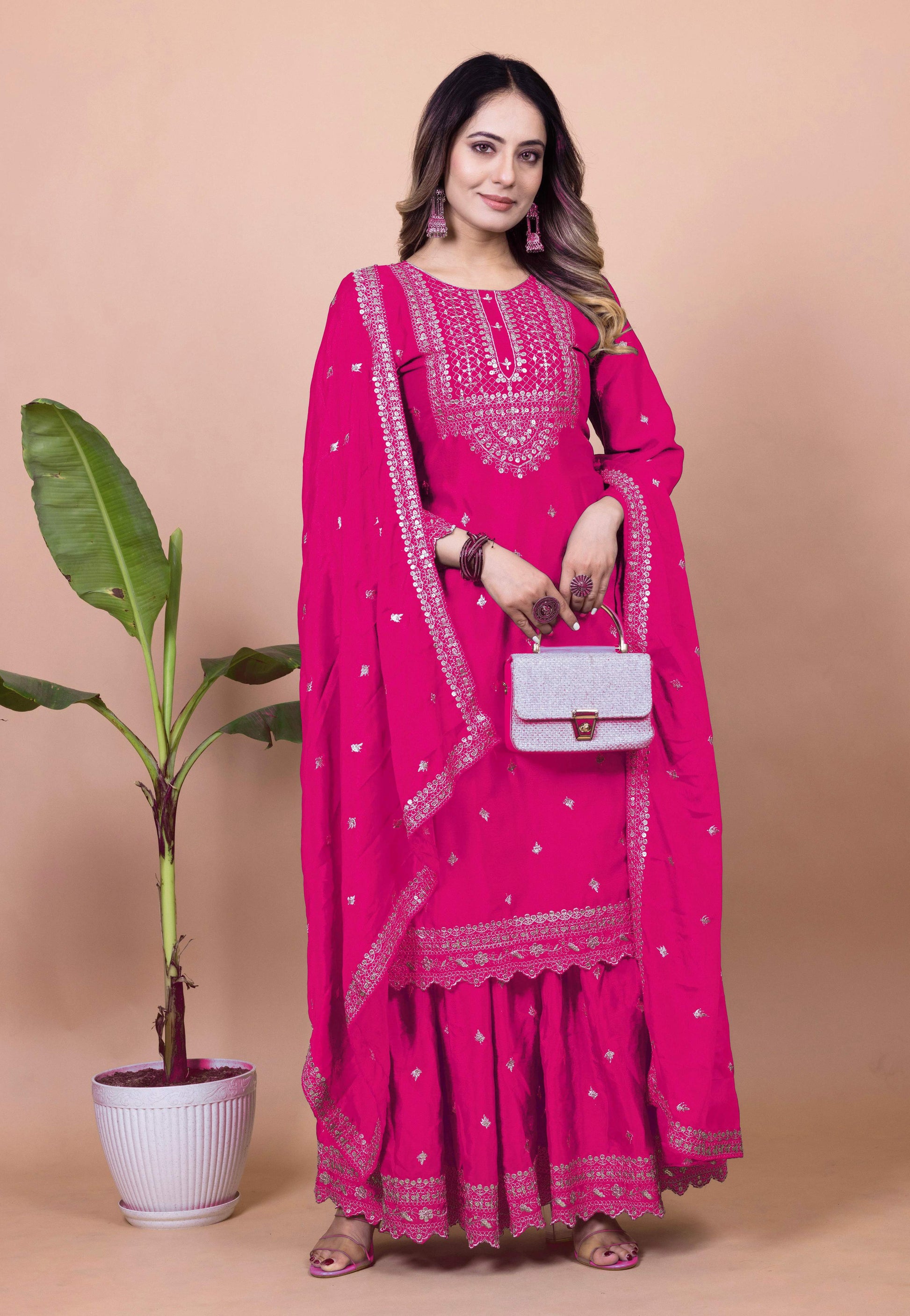 Lehenga Mart Designer Sharara Suit for women - Pink