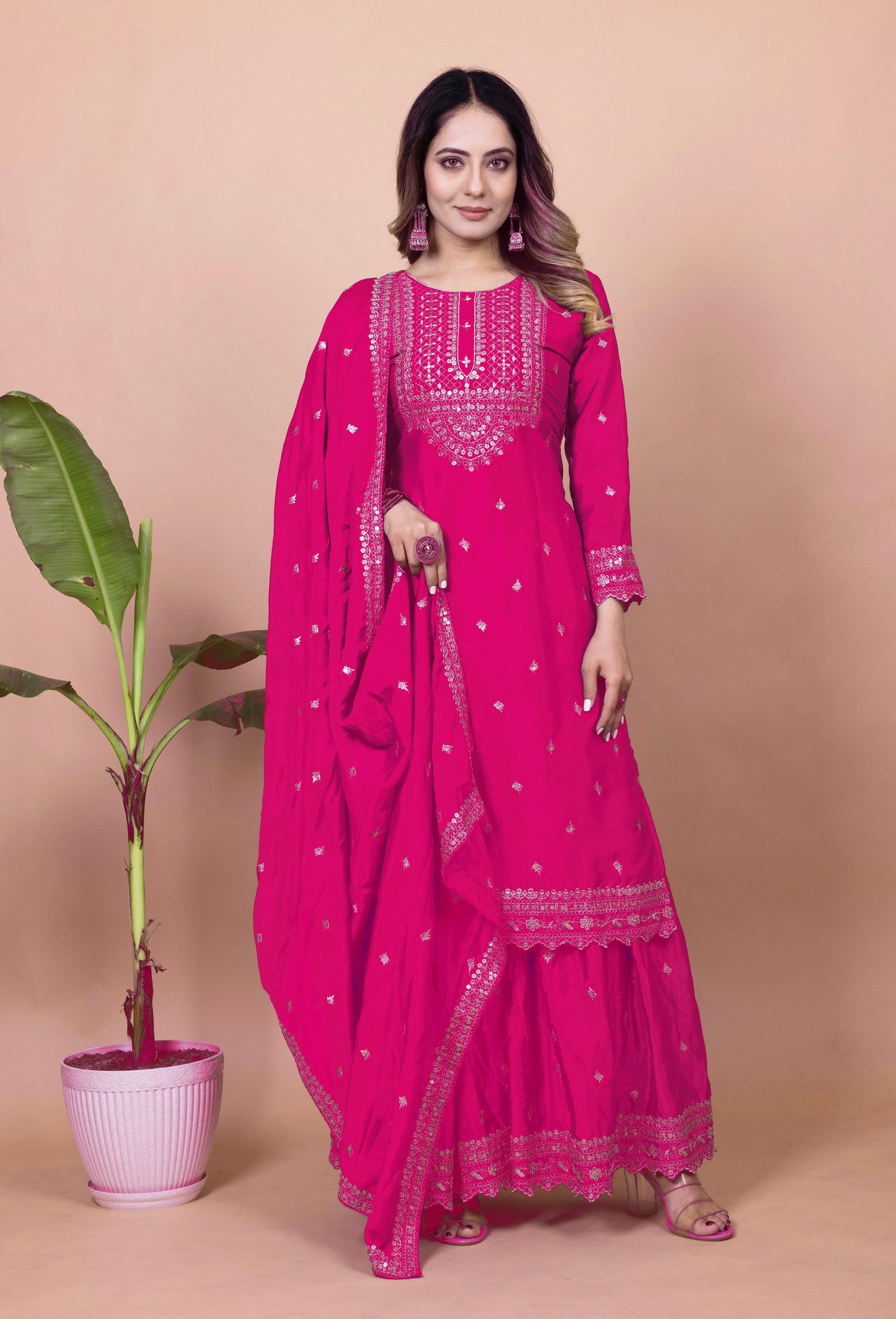 Lehenga Mart Designer Sharara Suit for women - Pink