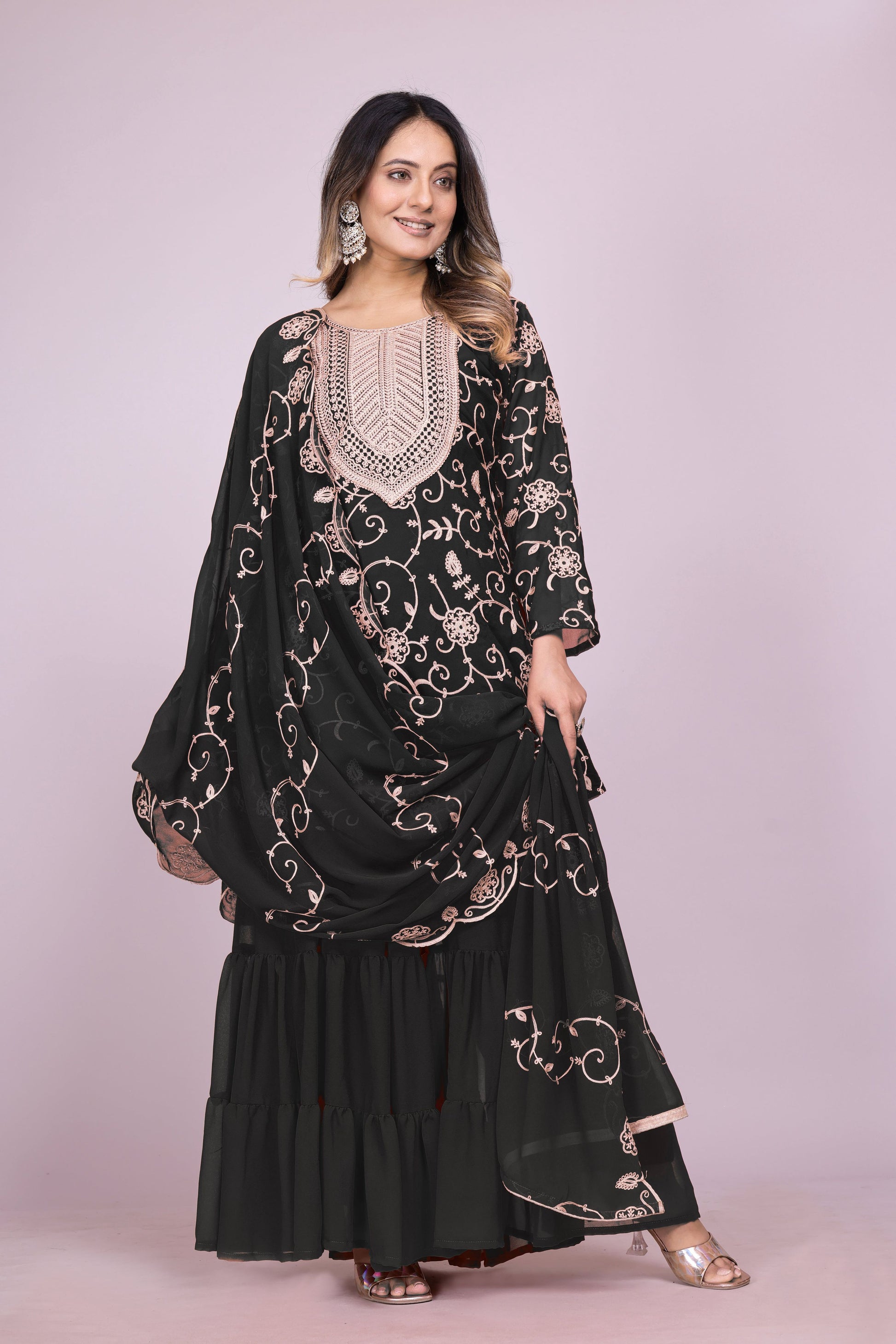 Lehenga Mart Designer Sharara Suit for women - Black