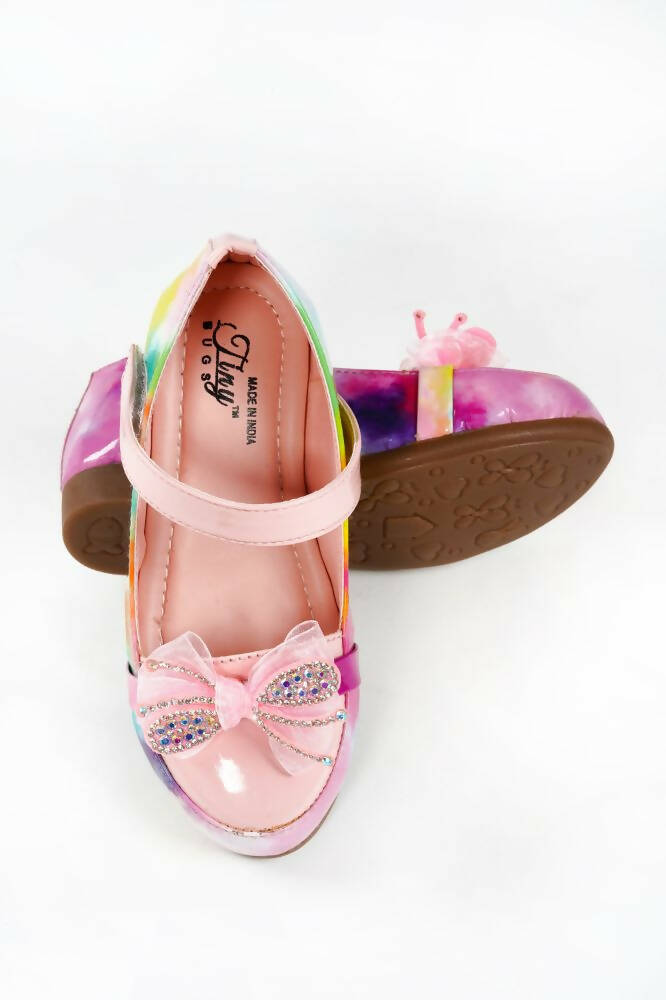 Tiny Bugs Girls Party Wear Velcro Ballerinas - Pink  Grab2Buy Tiny Bugs Grab2Buy