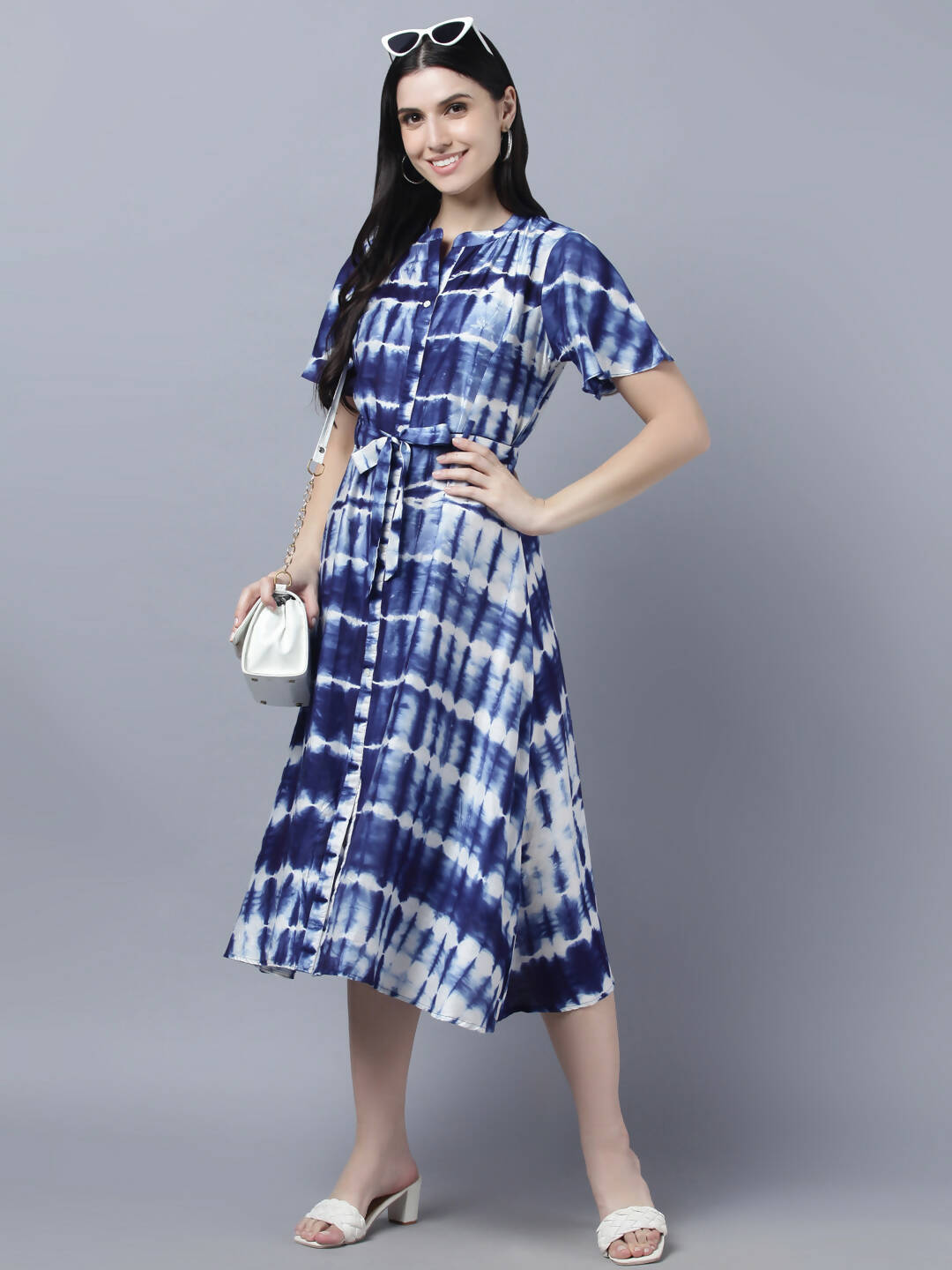 Myshka Stylish Multicolor Half Sleeve Women's Dress