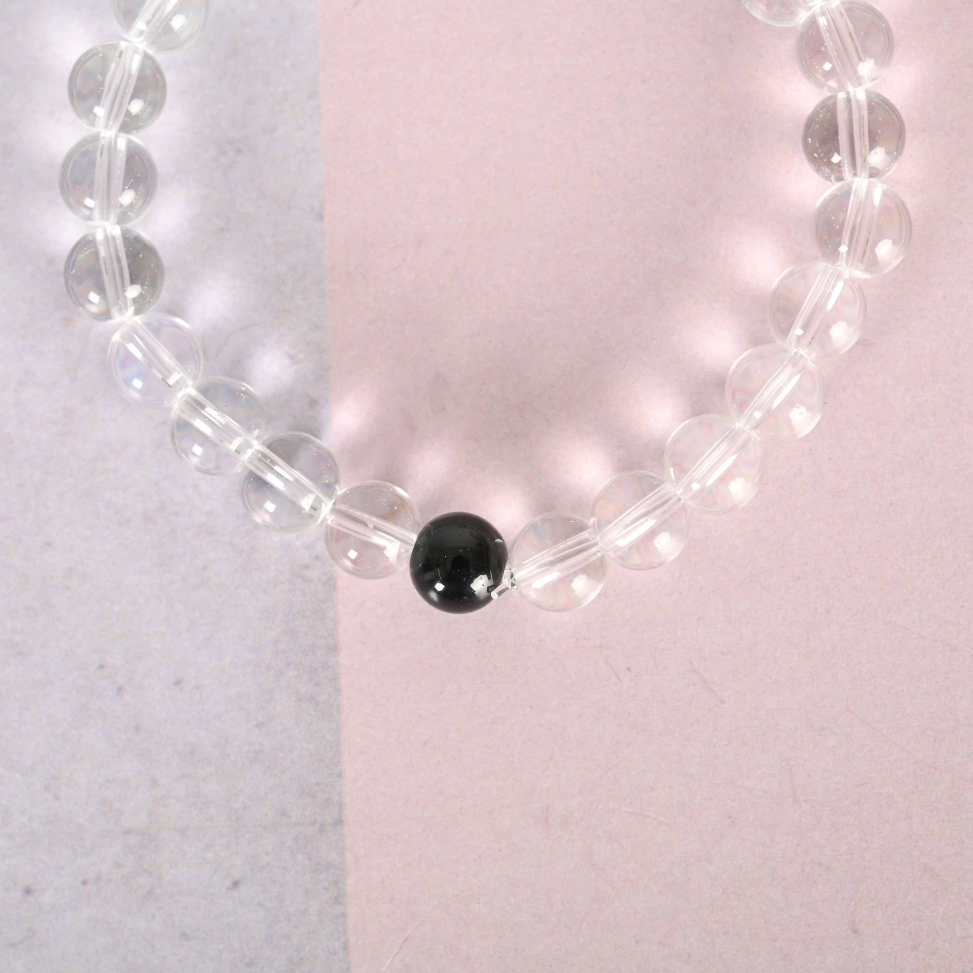 NVR Men & Women Transparent Beaded Elasticated Bracelet