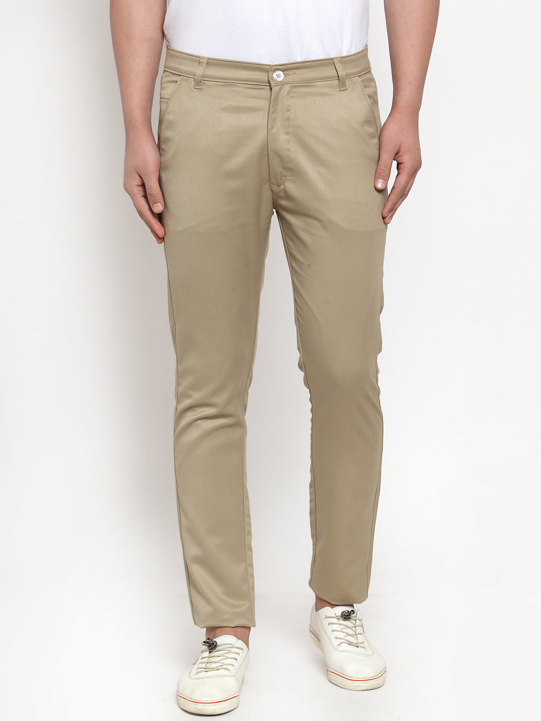 Jainish Men Beige Slim Fit Formal Trousers ( FGP 253Beigexxx ) 