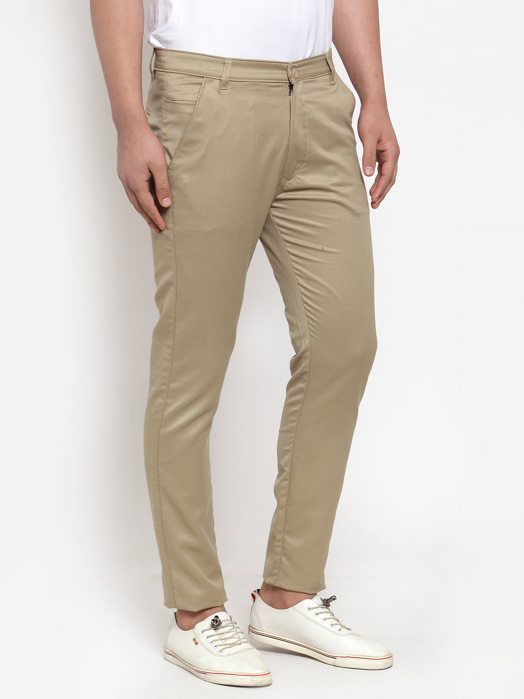 Jainish Men Beige Slim Fit Formal Trousers ( FGP 253Beigexxx ) 