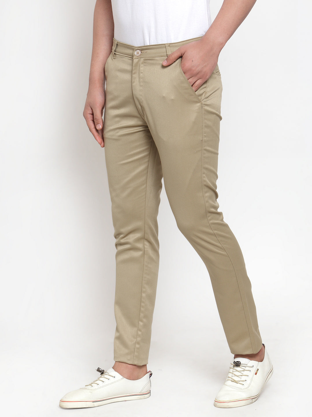 Jainish Men Beige Slim Fit Formal Trousers ( FGP 253Beigexxx ) 
