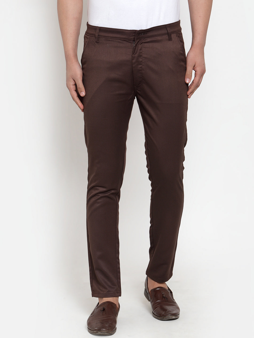 Jainish Men's Brown Solid Formal Trousers ( FGP 253Coffee ) 