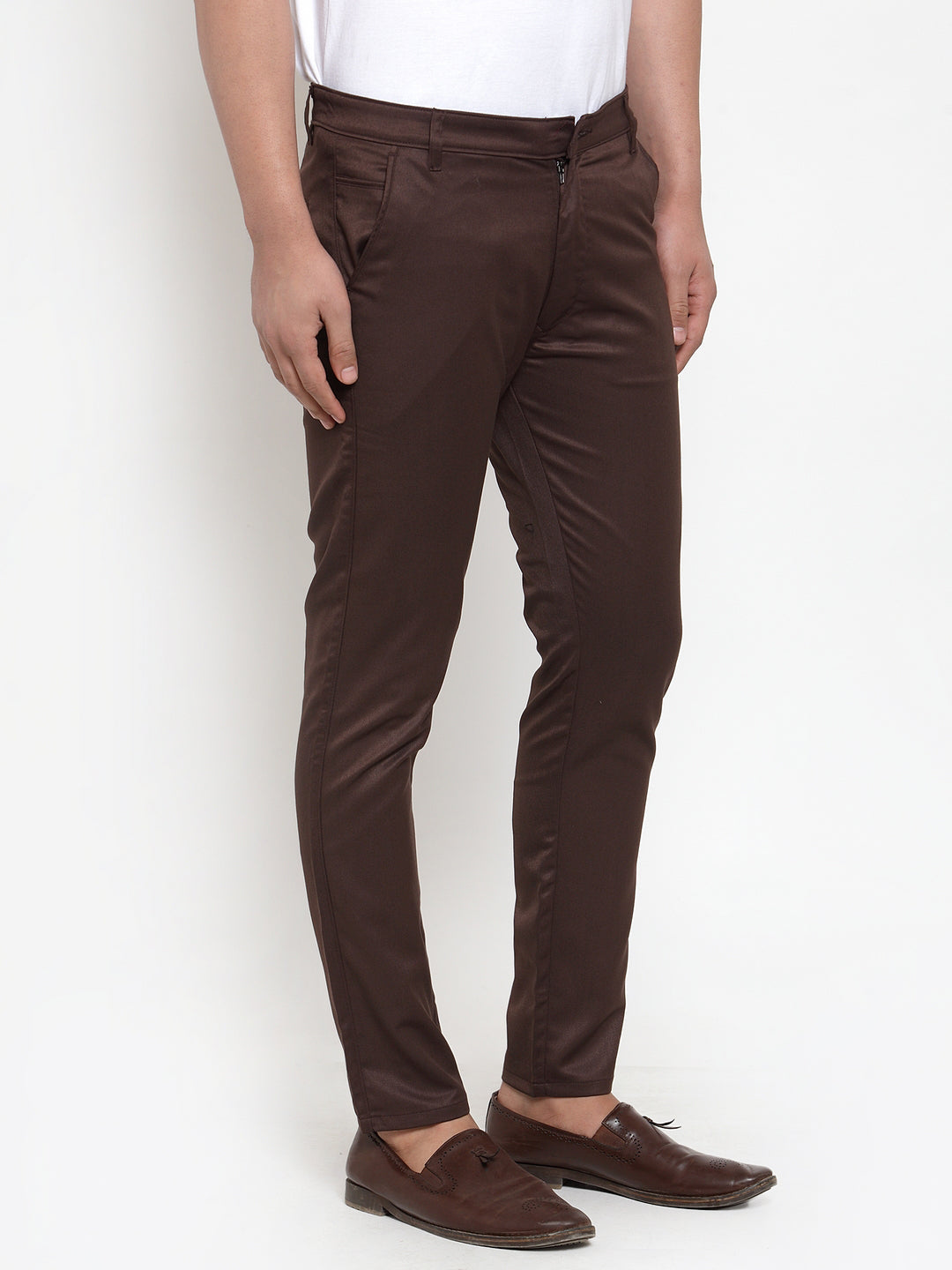 Jainish Men's Brown Solid Formal Trousers ( FGP 253Coffee ) 