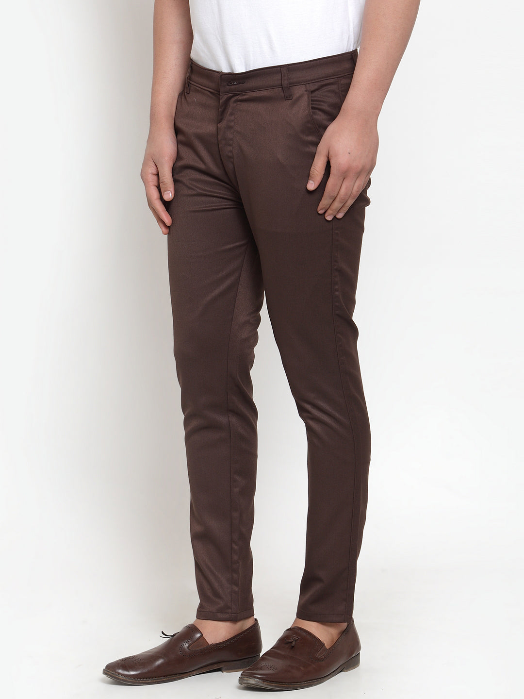 Jainish Men's Brown Solid Formal Trousers ( FGP 253Coffee ) 