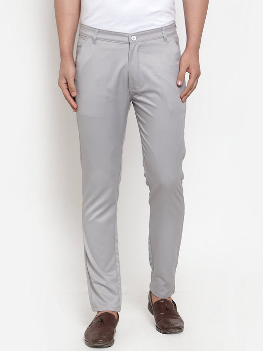 Jainish Men's Grey Solid Formal Trousers ( FGP 253Light-Grey ) 