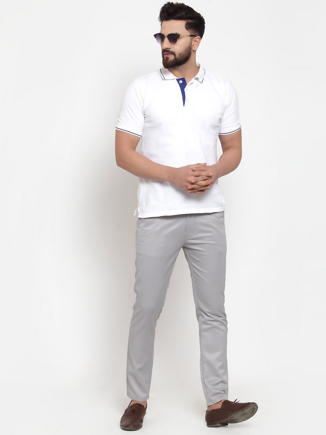 Jainish Men's Grey Solid Formal Trousers ( FGP 253Light-Grey ) 