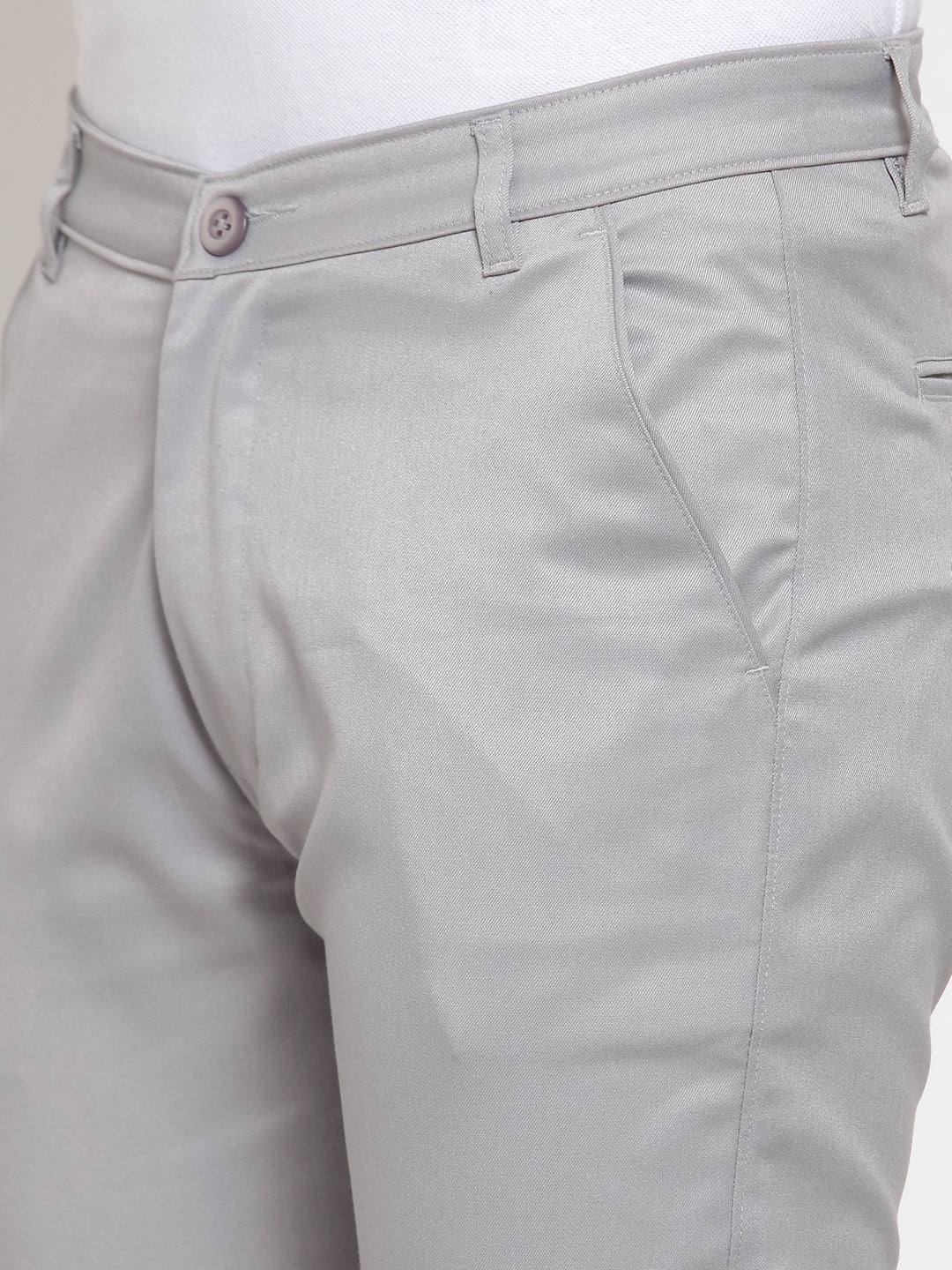 Jainish Men's Grey Solid Formal Trousers ( FGP 253Light-Grey ) 