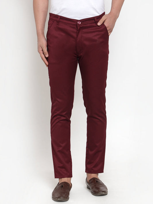 Jainish Men's Maroon Solid Formal Trousers ( FGP 253Maroon ) 