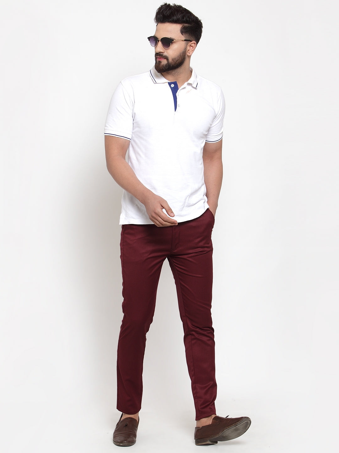 Jainish Men's Maroon Solid Formal Trousers ( FGP 253Maroon ) 