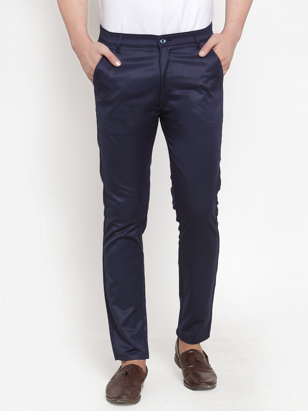 Jainish Men's Navy Solid Formal Trousers ( FGP 253Navy ) 