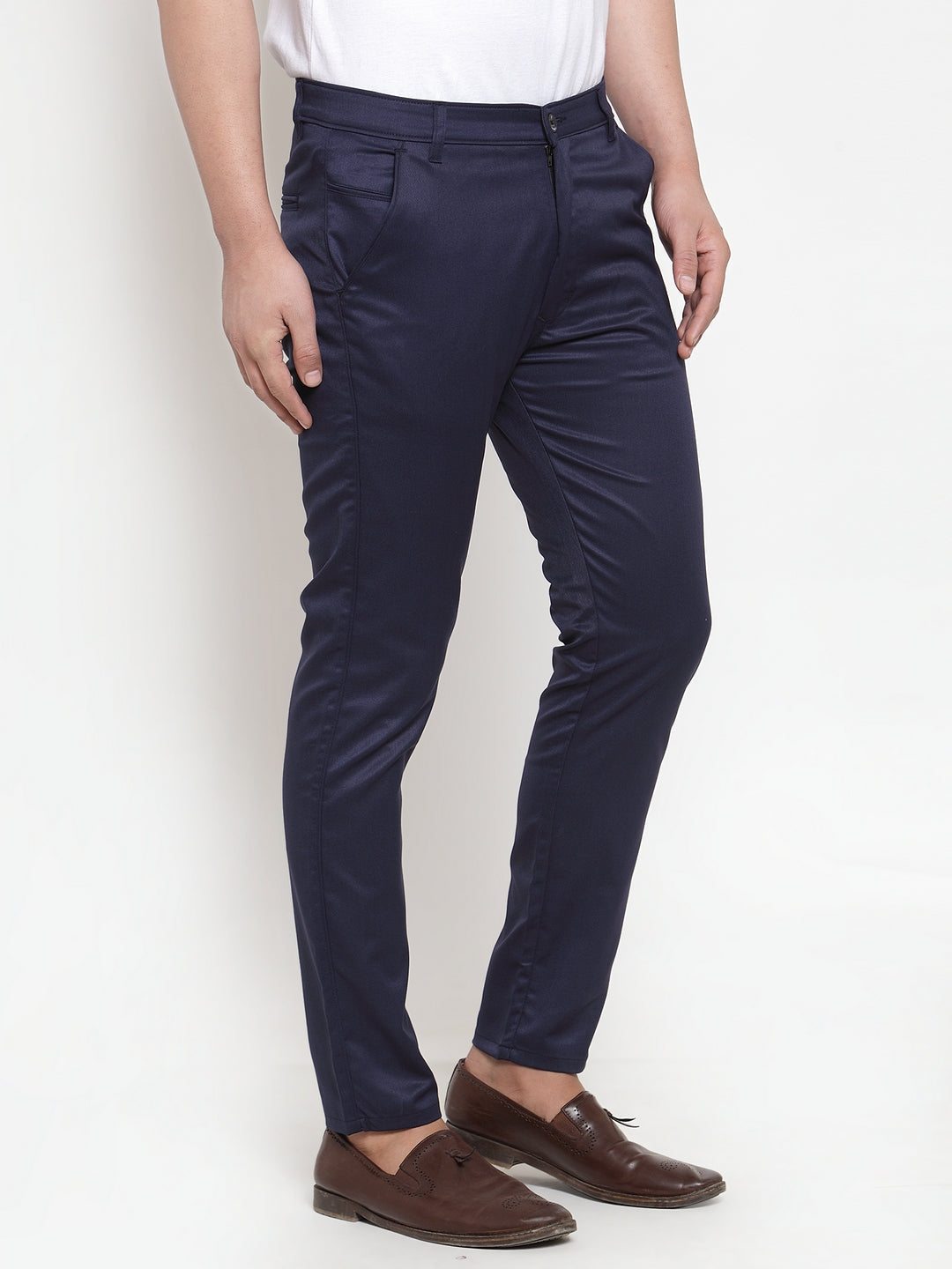 Jainish Men's Navy Solid Formal Trousers ( FGP 253Navy ) 