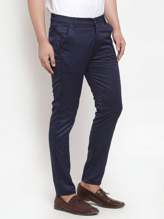 Jainish Men's Navy Solid Formal Trousers ( FGP 253Navy ) 