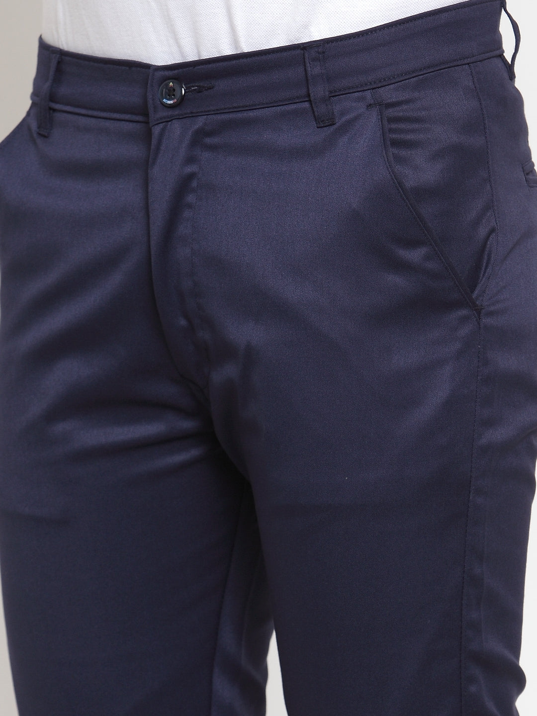 Jainish Men's Navy Solid Formal Trousers ( FGP 253Navy ) 