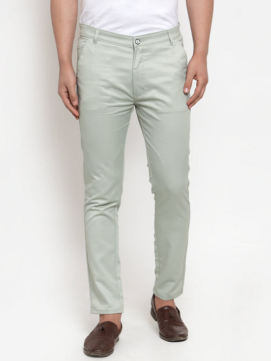 Jainish Men's Green Solid Formal Trousers ( FGP 253Pista ) 