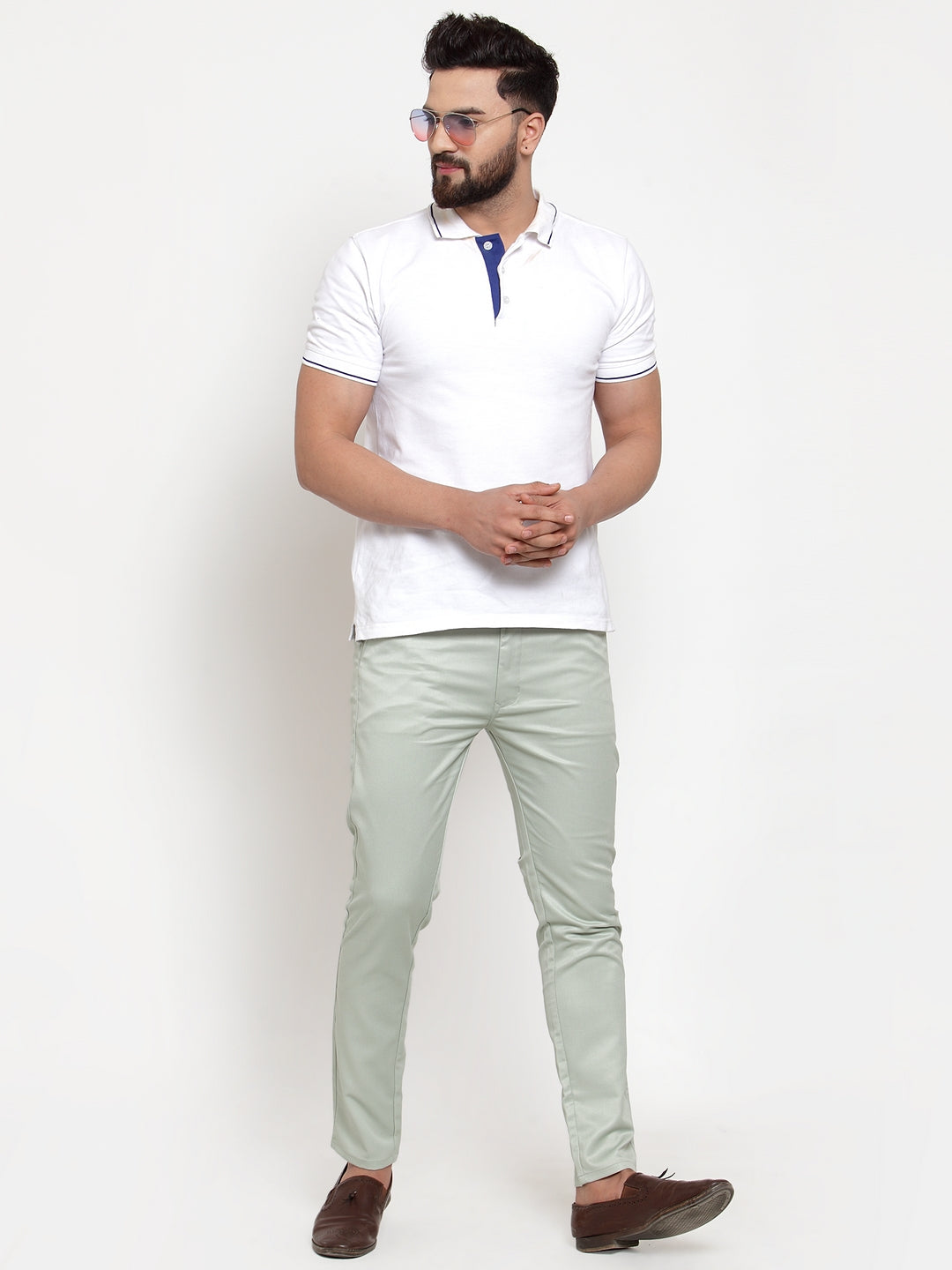 Jainish Men's Green Solid Formal Trousers ( FGP 253Pista ) 